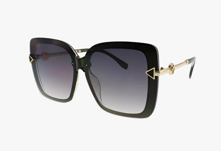 smoke Wholesale Square Butterfly Metal Temple Sunglasses