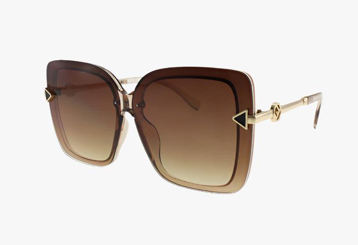 brown Wholesale Square Butterfly Metal Temple Sunglasses