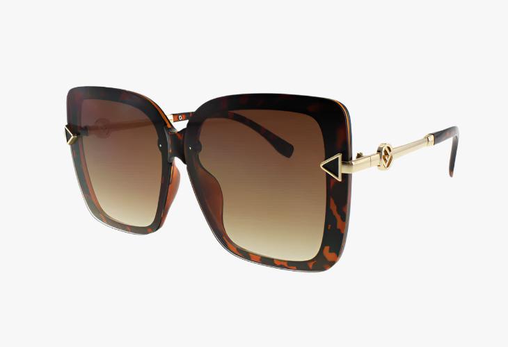 tortoise Wholesale Square Butterfly Metal Temple Sunglasses