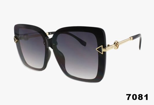 black Wholesale Square Butterfly Metal Temple Sunglasses