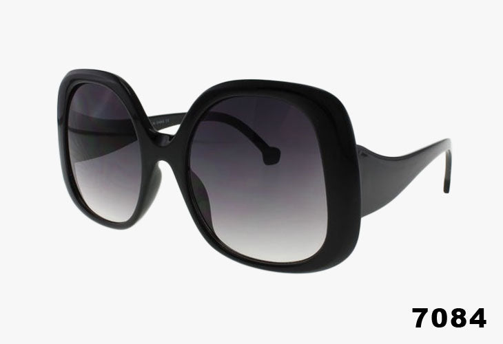 black Fashion Oversized Curved Temple Butterfly Sunglasses