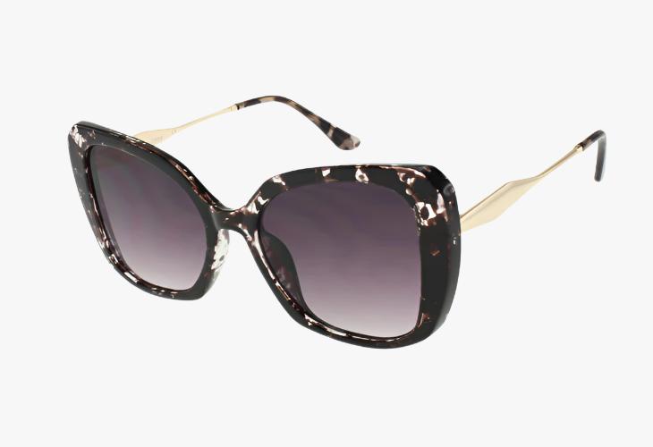 black Wholesale Fashion Butterfly Metal Temple Sunglasses