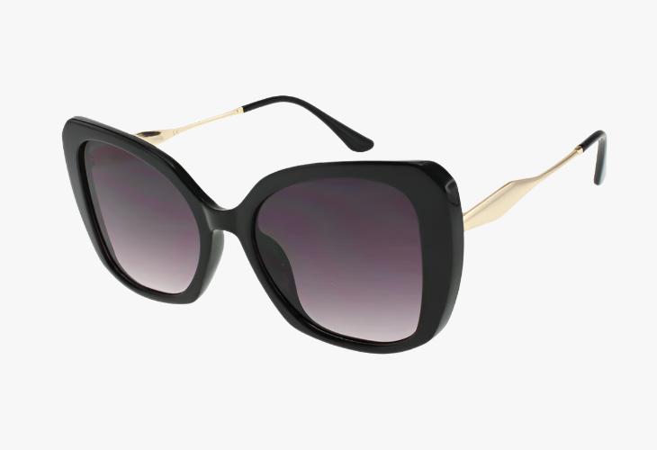 black Wholesale Fashion Butterfly Metal Temple Sunglasses