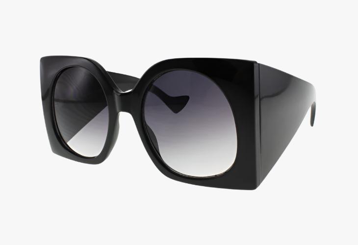 black Wholesale Oversized Square Frame Sunglasses With Oval Lenses