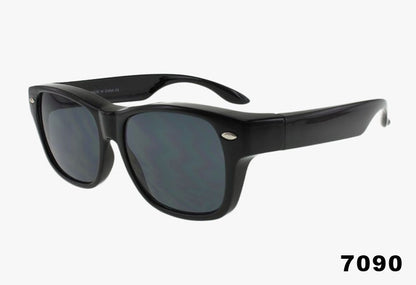 black Wholesale Classic Rectangular Extended Fit Over Sunglasses