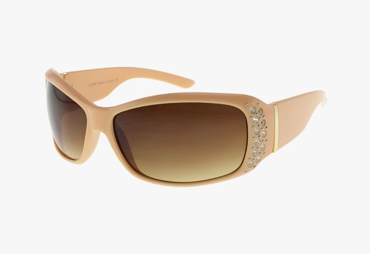 tan Wholesale Square Luxury Style Rhinestone Sunglasses