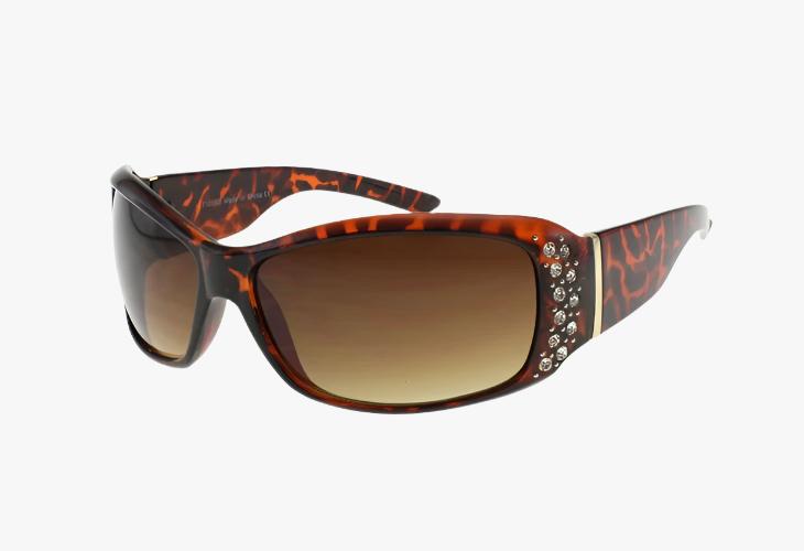 tortoise shell Wholesale Square Luxury Style Rhinestone Sunglasses