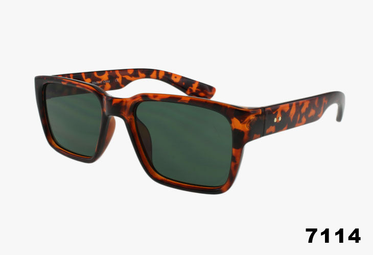 tortoise green lens Wholesale Square Classic Fashion Sunglasses