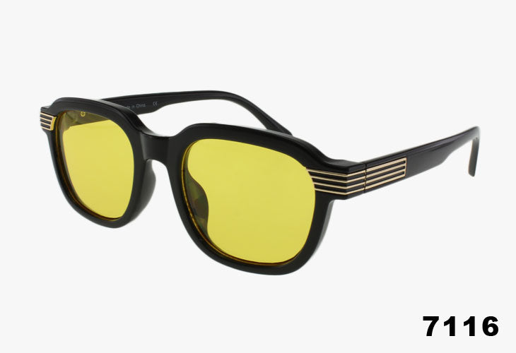 yellow Wholesale Thick Frame Oval Shaped Sunglasses