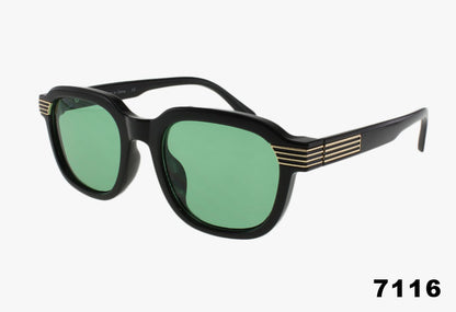 green Wholesale Thick Frame Oval Shaped Sunglasses