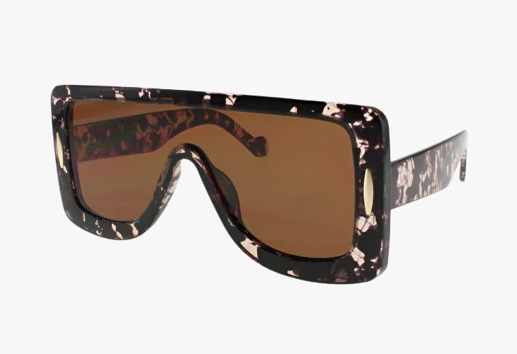 brown Wholesale Fashion Square Shield Style Sunglasses