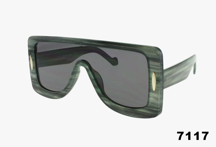 green Wholesale Fashion Square Shield Style Sunglasses