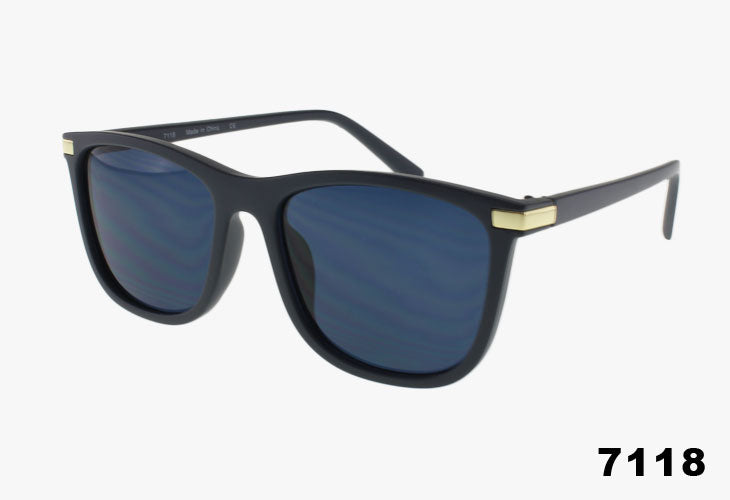 blue Wholesale Fashion Square Framed Metal Detail Sunglasses