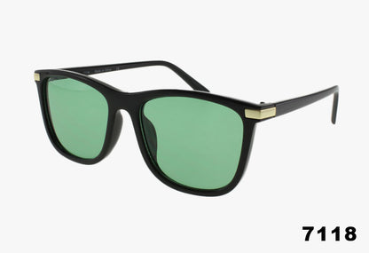green Wholesale Fashion Square Framed Metal Detail Sunglasses