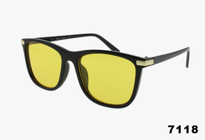 yellow Wholesale Fashion Square Framed Metal Detail Sunglasses