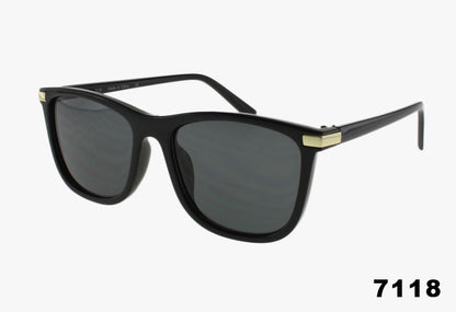 black Wholesale Fashion Square Framed Metal Detail Sunglasses