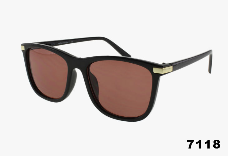 brown Wholesale Fashion Square Framed Metal Detail Sunglasses