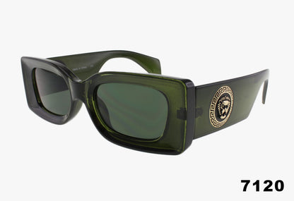 green Wholesale Fashion Oversized Rectangle Metal Emblem Sunglasses
