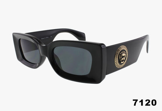 black Wholesale Fashion Oversized Rectangle Metal Emblem Sunglasses