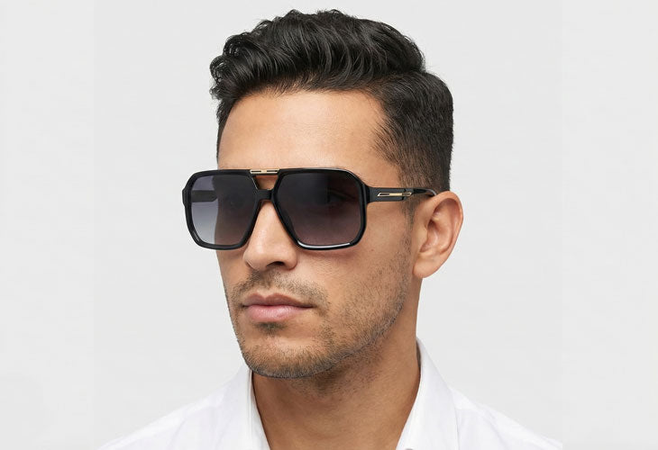 Man wearing sunglasses with a plain background