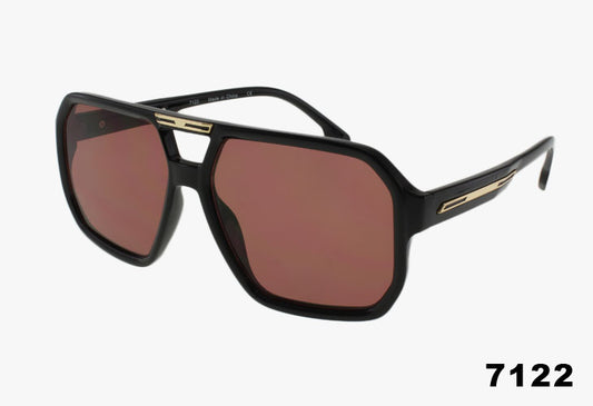 brown Metal Bridge Square Pilot Style Wholesale Sunglasses