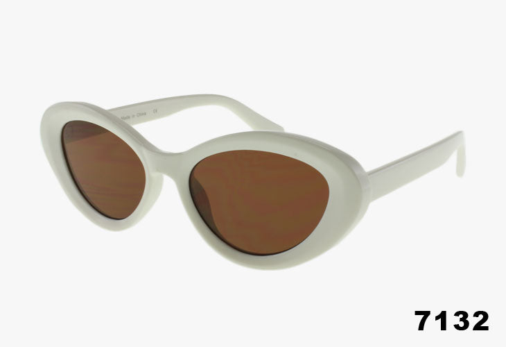 white Wholesale Fashion Rounded Cat Eye Style Sunglasses