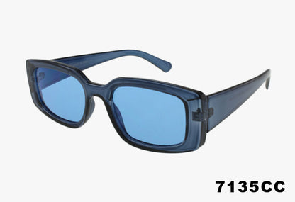 Blue sunglasses with a clear background