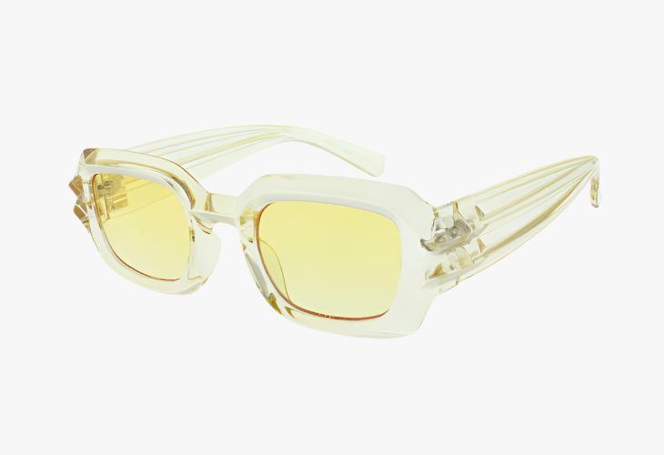 yellow Wholesale Fashion Square Crystal Sunglasses