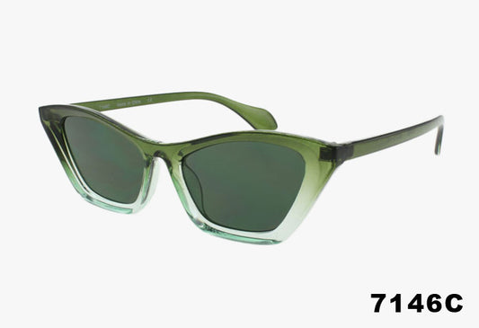 green Wholesale Fashion Slim Ombre Cat Eye Sunglasses