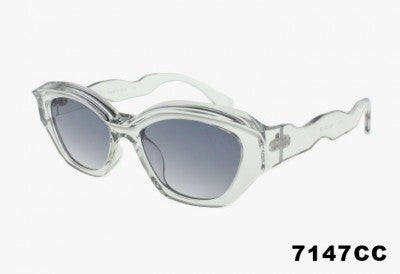 grey Wholesale Fashion Crystal Curved Temple Sunglasses