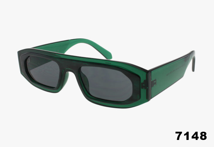 green Wholesale Fashion Futuristic Flat Top Sunglasses