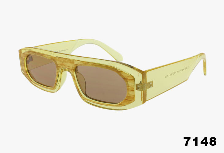 yellow Wholesale Fashion Futuristic Flat Top Sunglasses