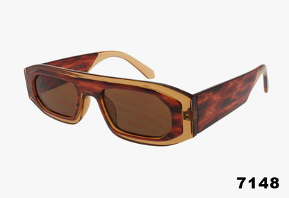 tortoise Wholesale Fashion Futuristic Flat Top Sunglasses