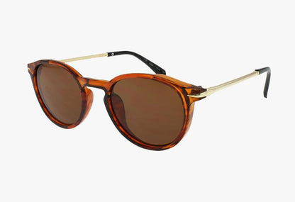 brown Wholesale Round Keyhole Bridge Metal Temple Sunglasses