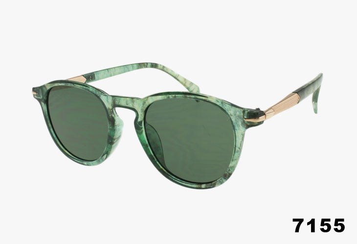 green Wholesale Fashion Round Keyhole Bridge Sunglasses