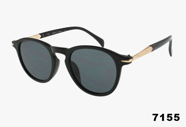 black Wholesale Fashion Round Keyhole Bridge Sunglasses