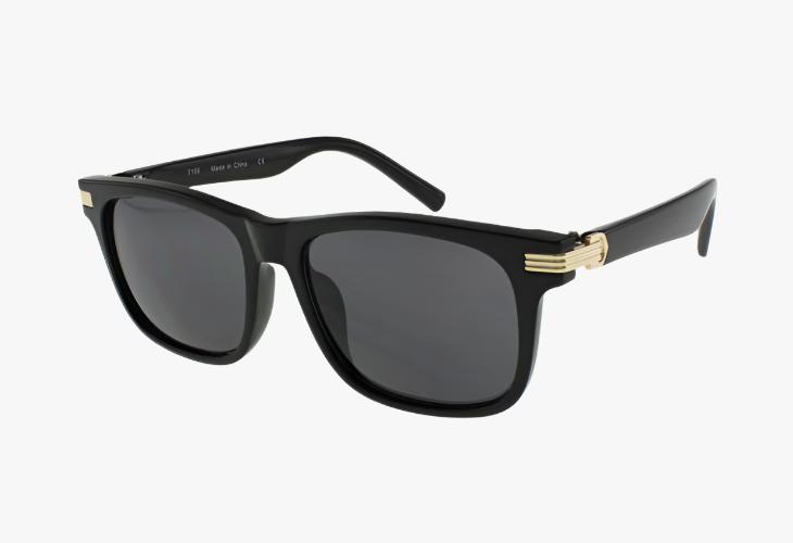 black frame Wholesale Fashion Square Sunglasses With Metal Hinge Detailing