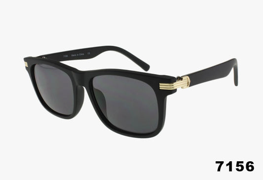 black Wholesale Fashion Square Sunglasses With Metal Hinge Detailing