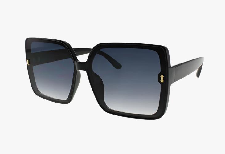 black Wholesale Fashion Square Extended Lens Sunglasses