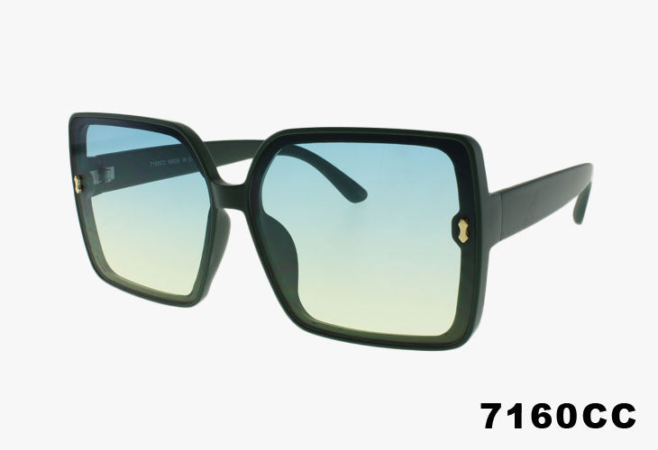 green Wholesale Fashion Square Extended Lens Sunglasses