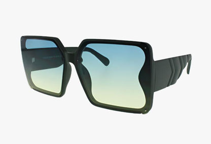 green Wholesale Square Sunglasses With Quilted Embossed Temple