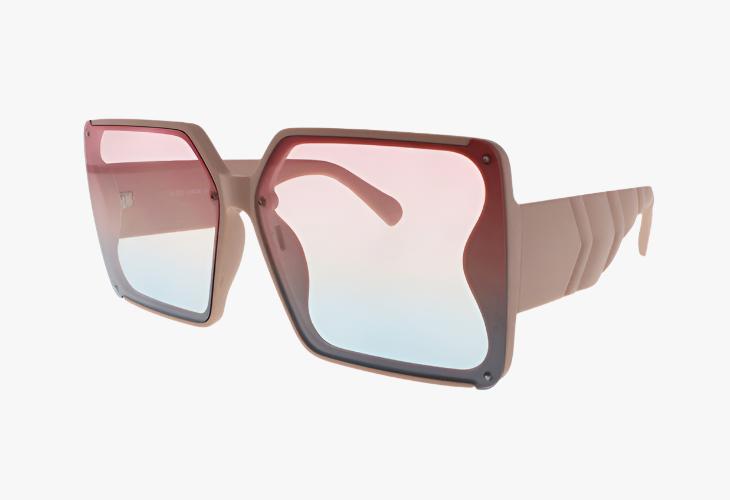 pink Wholesale Square Sunglasses With Quilted Embossed Temple