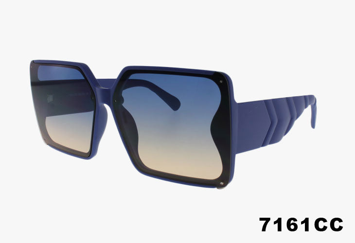 blue Wholesale Square Sunglasses With Quilted Embossed Temple