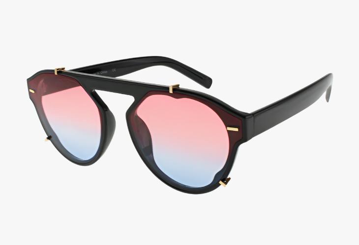 pink blue ombre Wholesale Fashion Round Pilot Sunglasses