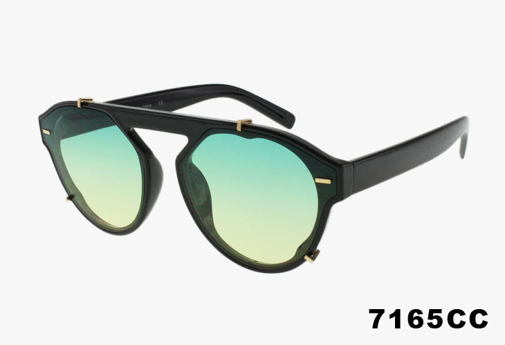 green lens Wholesale Fashion Round Pilot Sunglasses