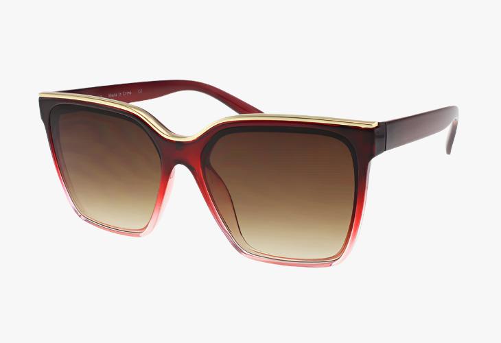 red Wholesale Fashion Square Curved Metal Top Bar Sunglasses