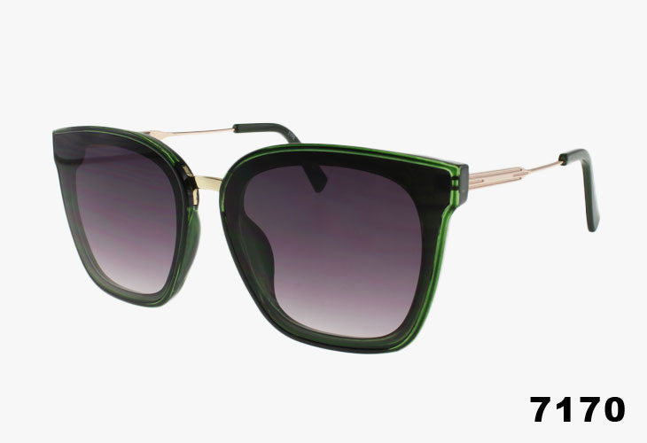 green Wholesale Fashion Extended Lens Cat Eye Sunglasses