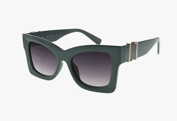 green Wholesale Fashion Square Thick Framed Sunglasses