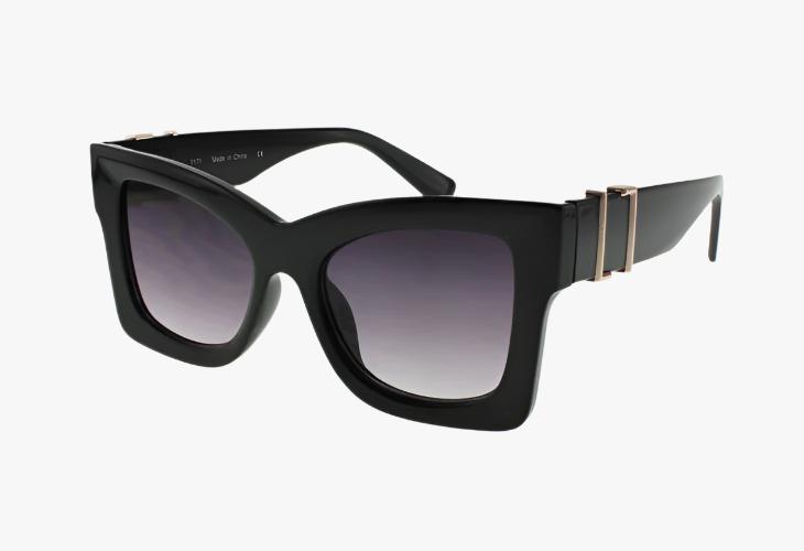 black Wholesale Fashion Square Thick Framed Sunglasses