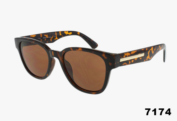 Round Tortoise Shell Sunglasses with Solid Brown Lens